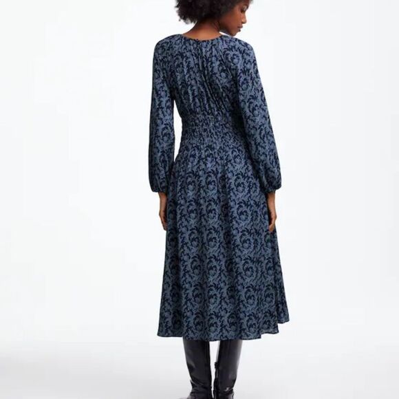 NWT Madewell Bubble Sleeve Smocked Midi Dress M - Picture 4 of 9